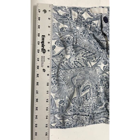 Marfinno Shorts 36 (26 Waist) Blue White Paisley Bohemian All Over Print Casual - Picture 7 of 8